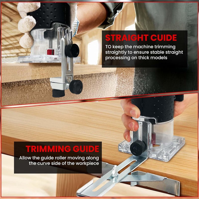 RAYLEEY Cordless Wood Router Trimmer Compatible With MILWAUKEE 18V Battery, 800W 30000 RPM Brushless Motor Hand Palm Router with 15pcs 1/4"Shank Router Bits for Woodworking,Slotting(NO Battery) - Image 4
